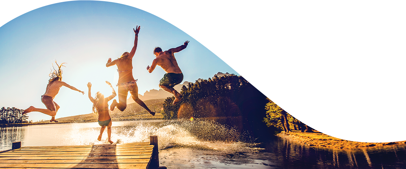 Banner image-People jumping off dock